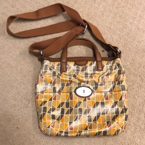 fossil geometric patterned crossbody large bag